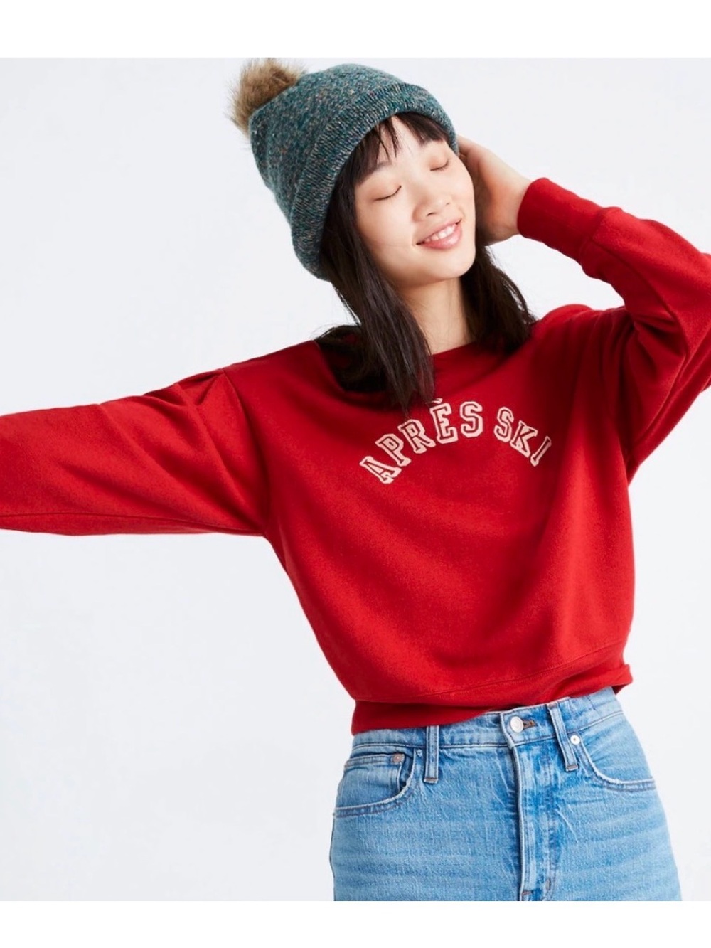 Madewell Red 'APRÈS SKI' Crewneck Sweatshirt